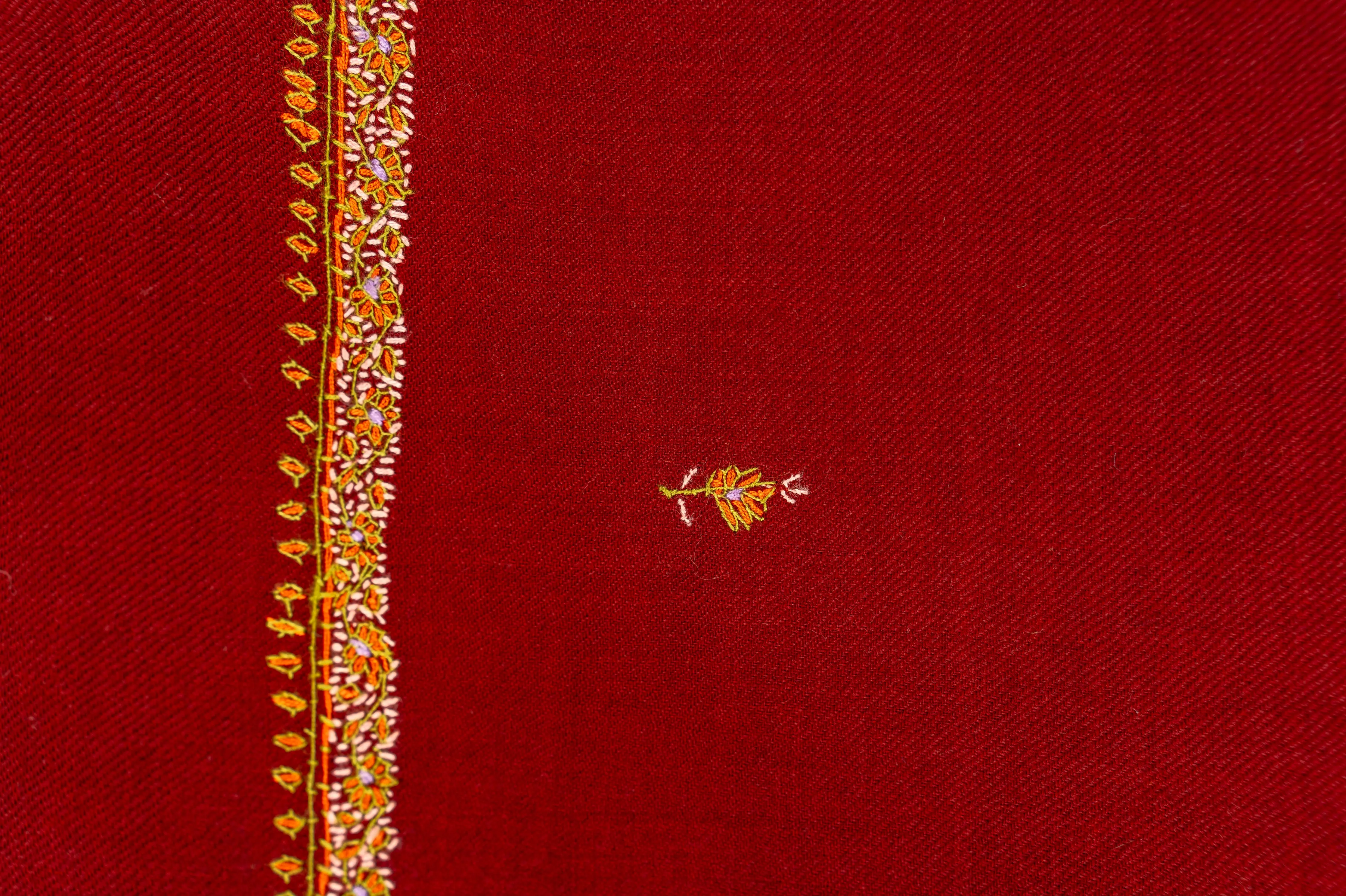 Autumn Gold: Hand Embroidered Merino Wool Shawl
