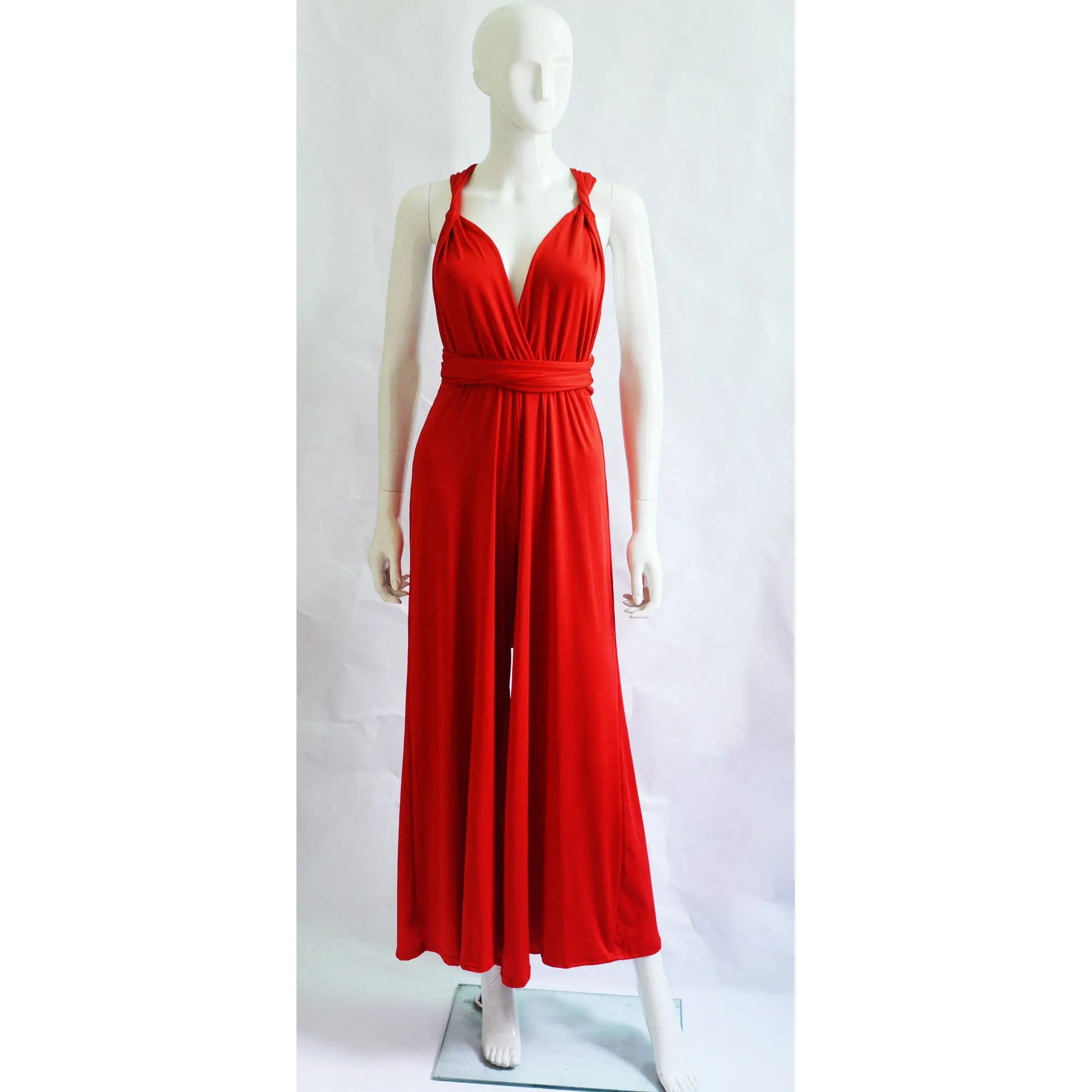 Backless Loose One Shoulder  Bandage Long Wide-leg Jumpsuits