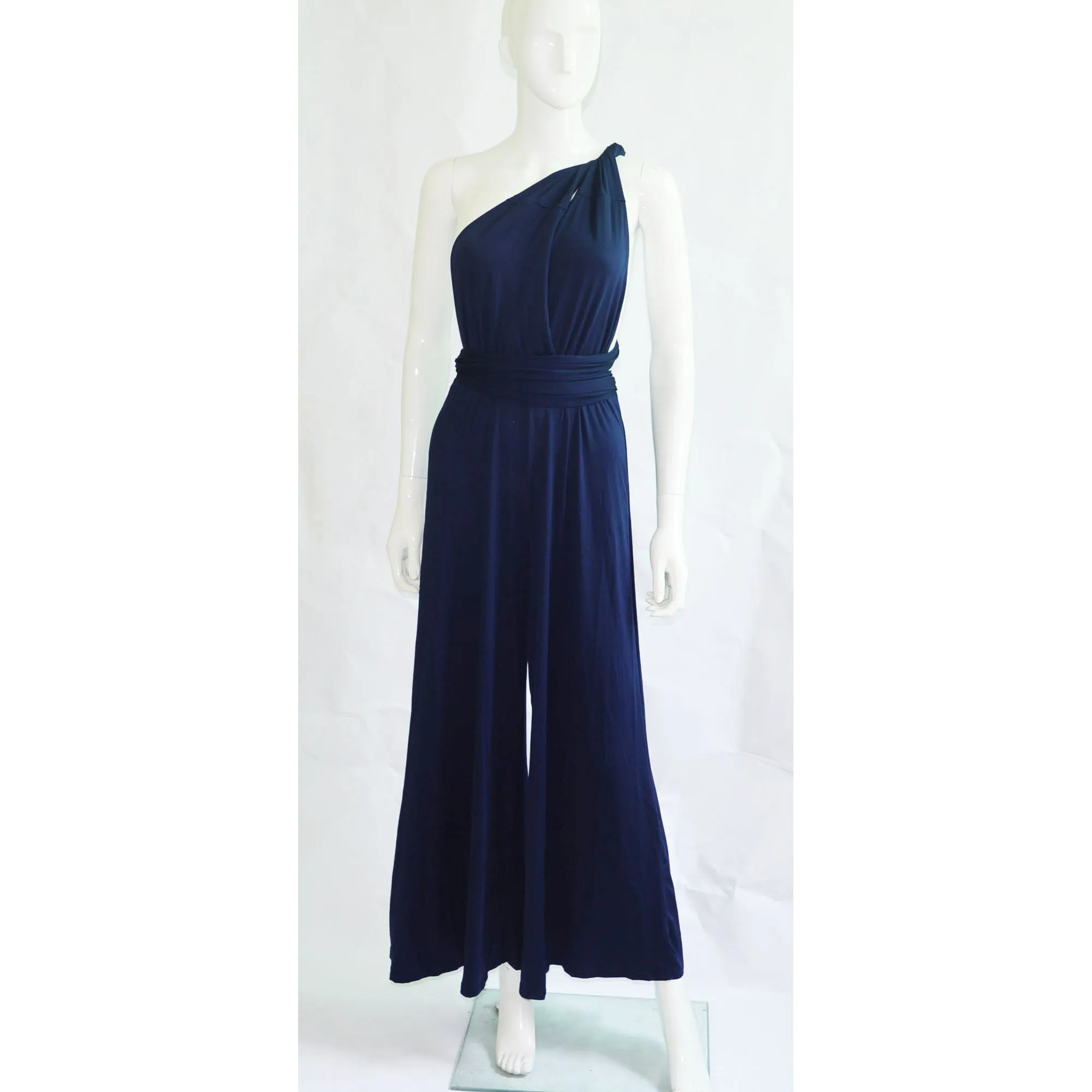 Backless Loose One Shoulder  Bandage Long Wide-leg Jumpsuits
