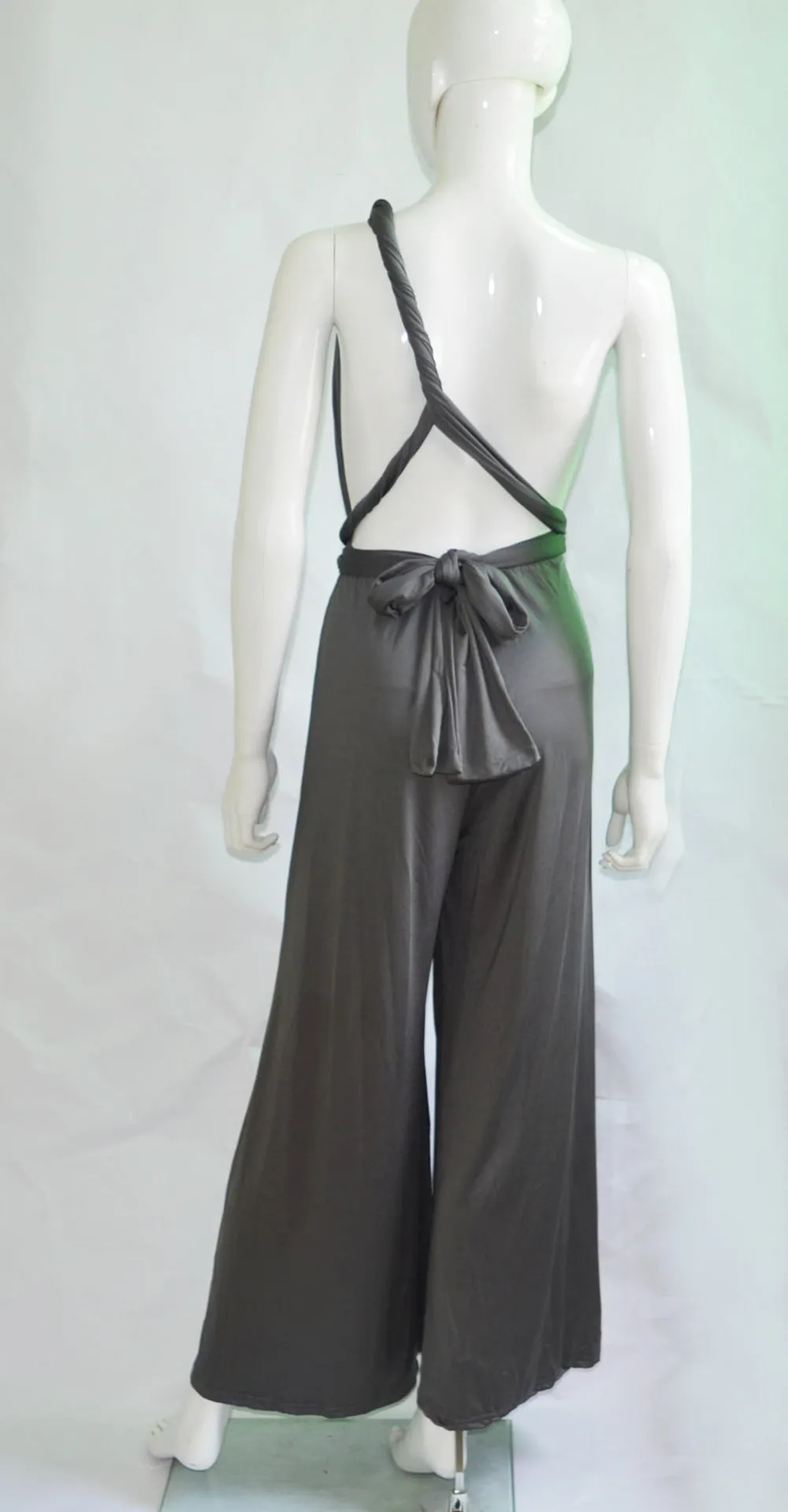 Backless Loose One Shoulder  Bandage Long Wide-leg Jumpsuits
