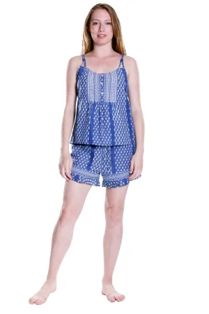 Blue Batik Print Cotton Boxer Short PJs