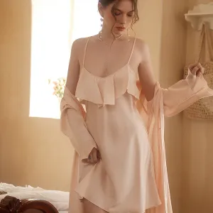 Bridal Wedding Nightgown 2 Piece Satin with Padding
