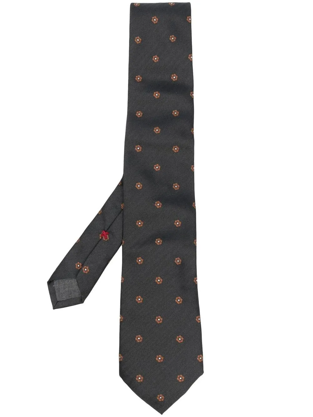 Brunello Cucinelli Black Floral Embroidered Mens Tie