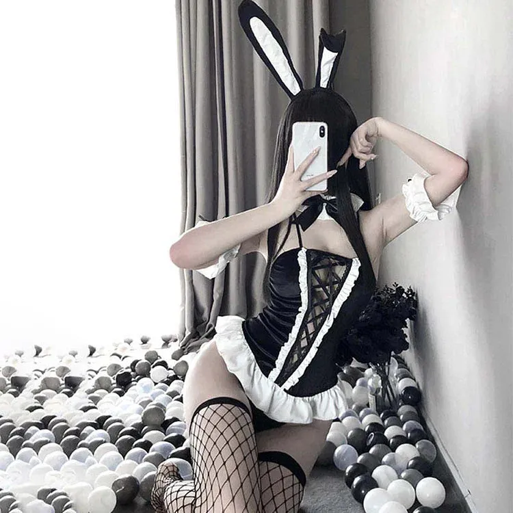 Bunny Girl Ruffle Stockings Lingerie Set