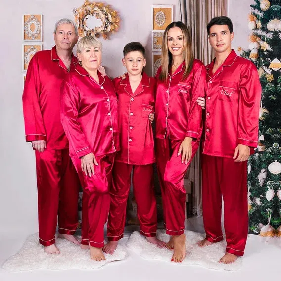Custom Christmas Family Matching Pajamas for Xmas Eve L L - vinyl monotype