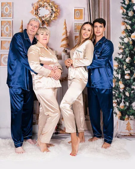 Custom Christmas Family Matching Pajamas for Xmas Eve L L - vinyl monotype