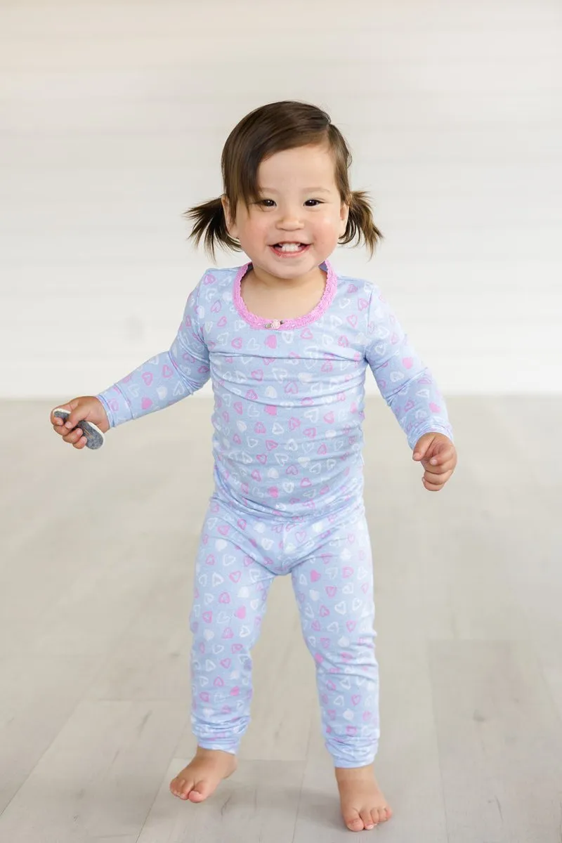 DENIM HEARTS LONG SLEEVE PJS