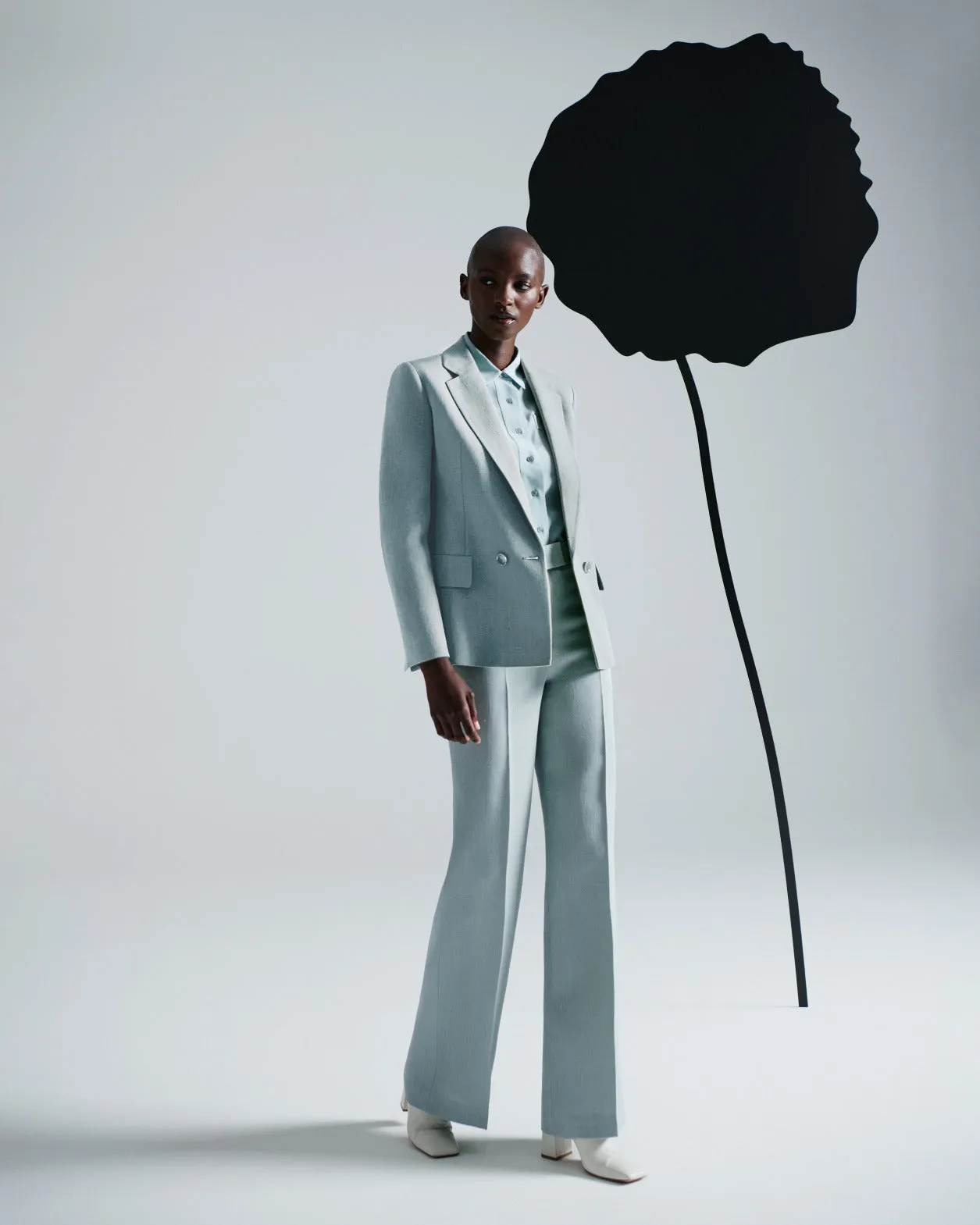 Double Breasted Blazer in Shantung Silk