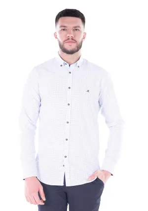 Farrell Long Sleeve Shirt - White / Navy