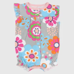 Floral Ruffled Shoulders Romper