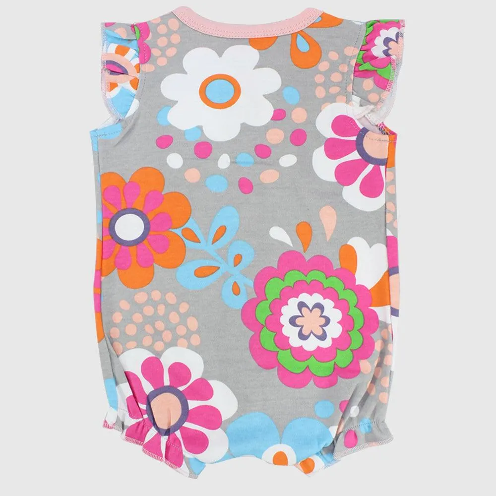 Floral Ruffled Shoulders Romper