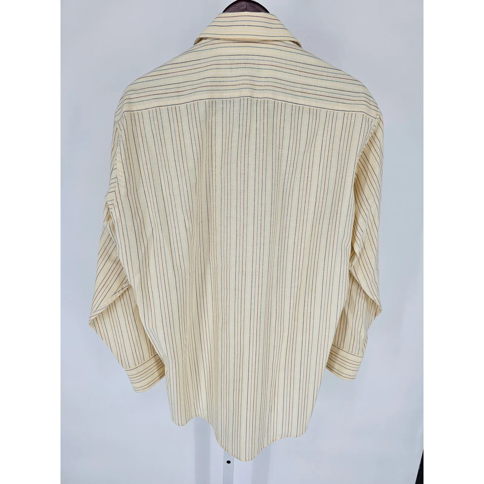 Gant Mens Sz L Long Sleeve Dress Shirt Cotton Blend Light Yellow Striped