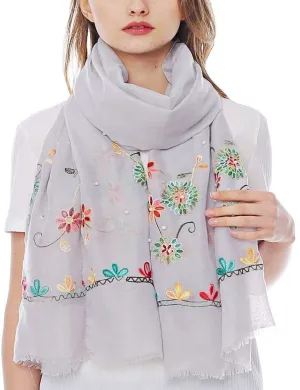 Gray Pearl Embroidered Hijab