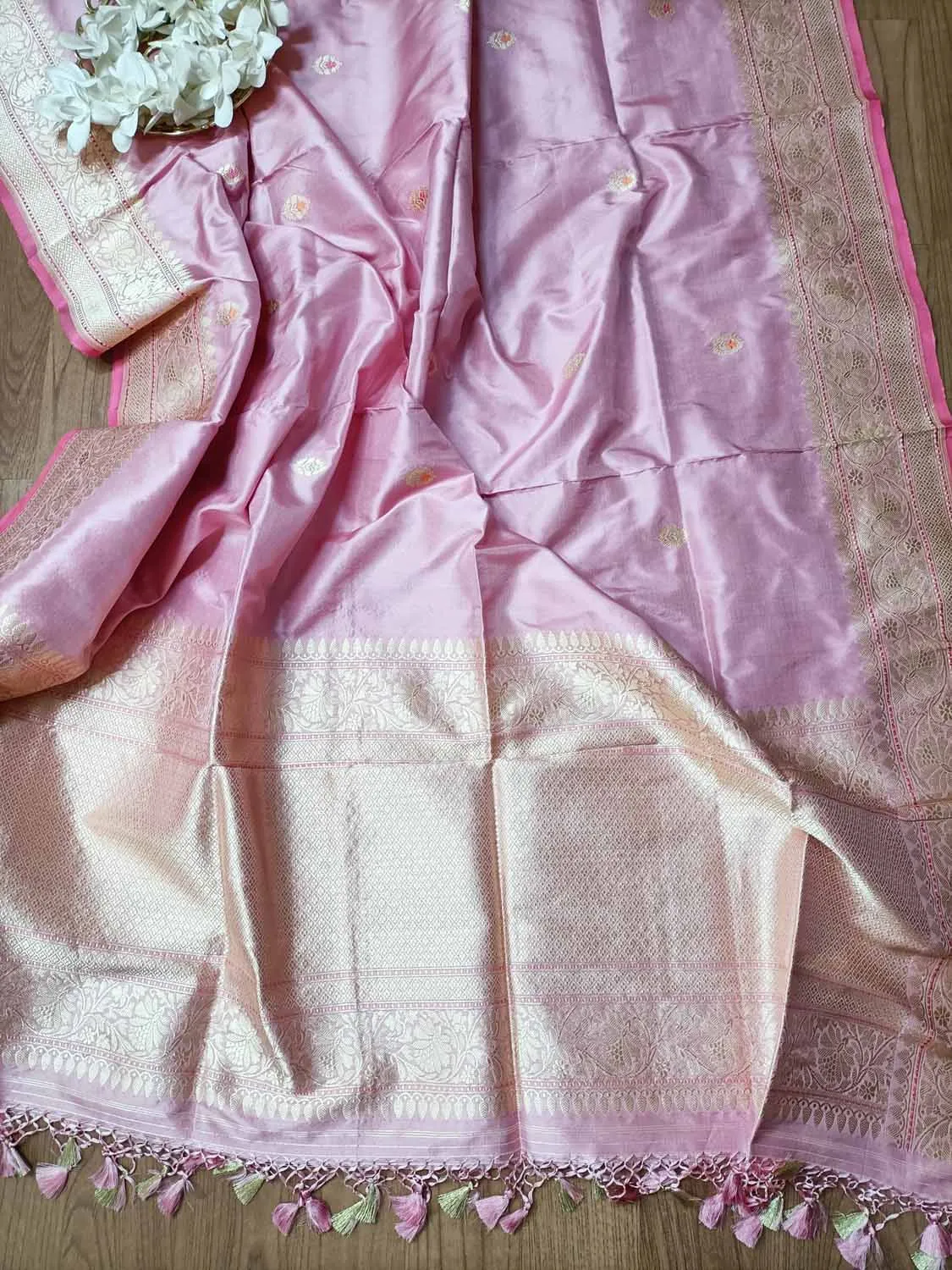 Handloom Banarasi Pure Katan Silk Dupatta in Pink