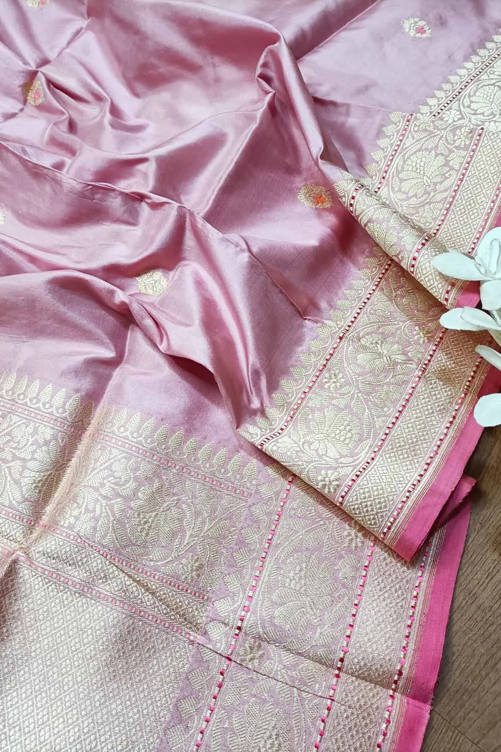 Handloom Banarasi Pure Katan Silk Dupatta in Pink