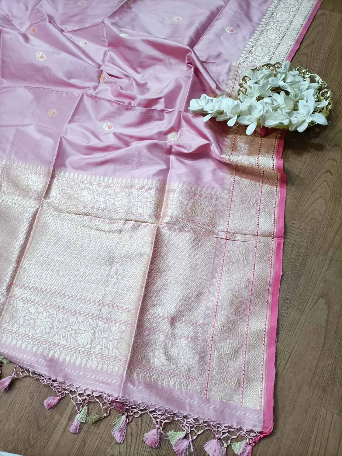 Handloom Banarasi Pure Katan Silk Dupatta in Pink