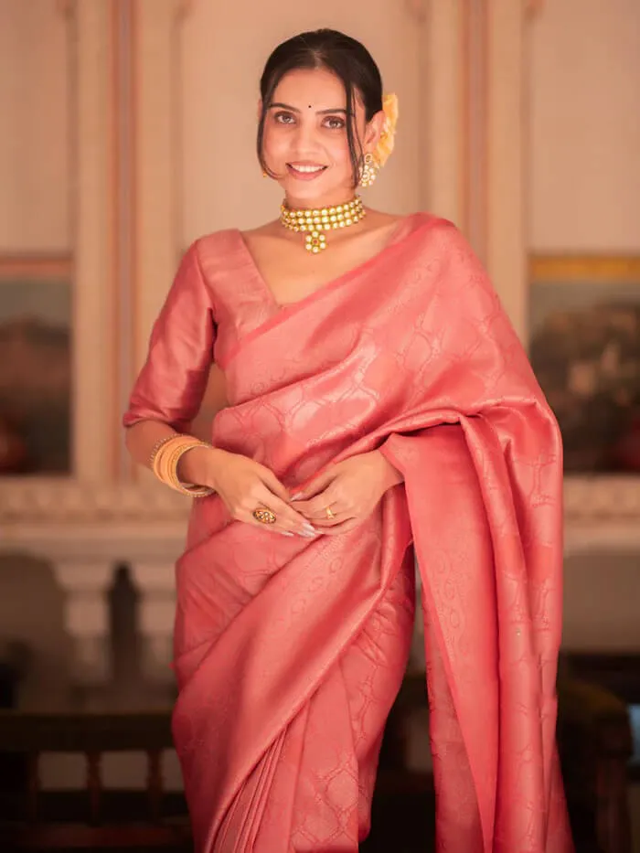 Ineffable Pink Soft Silk Saree With Scrupulous Blouse Piece