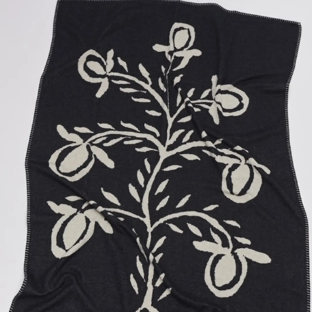LAGOMORO POMEGRANATE TREE BLUE THROW BLANKET