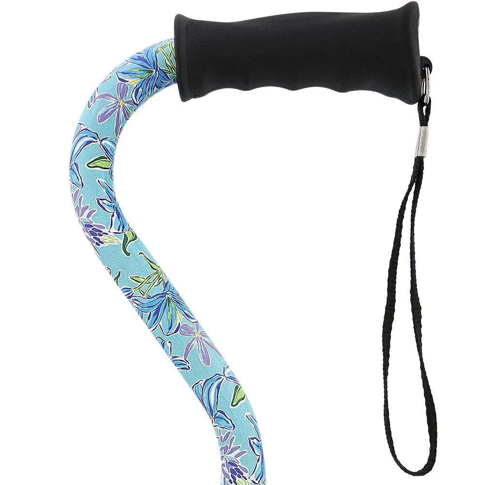Light Blue Vivienne May Convertible Quad Base Walking Cane with Comfort Grip - Adjustable Shaft