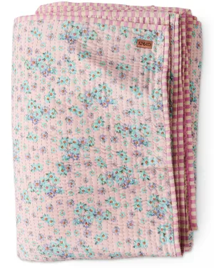 Little Blue Flower Kantha Bedspread