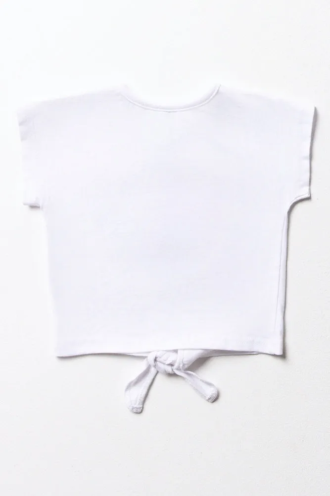 Love Tie Front Short Sleeve T-Shirt White