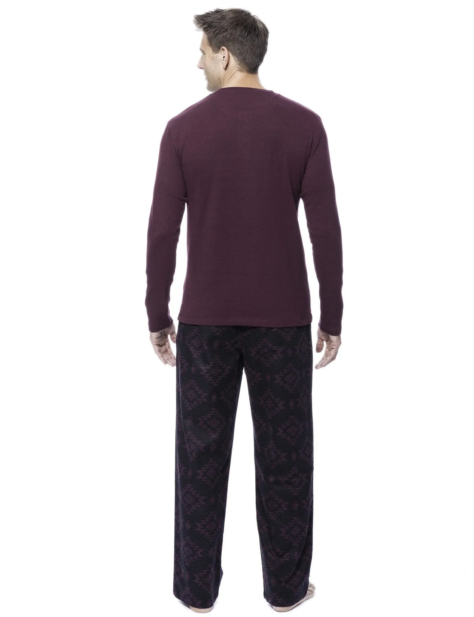 Men's 100% Cotton Flannel Lounge Set - Aztec Black/Fig