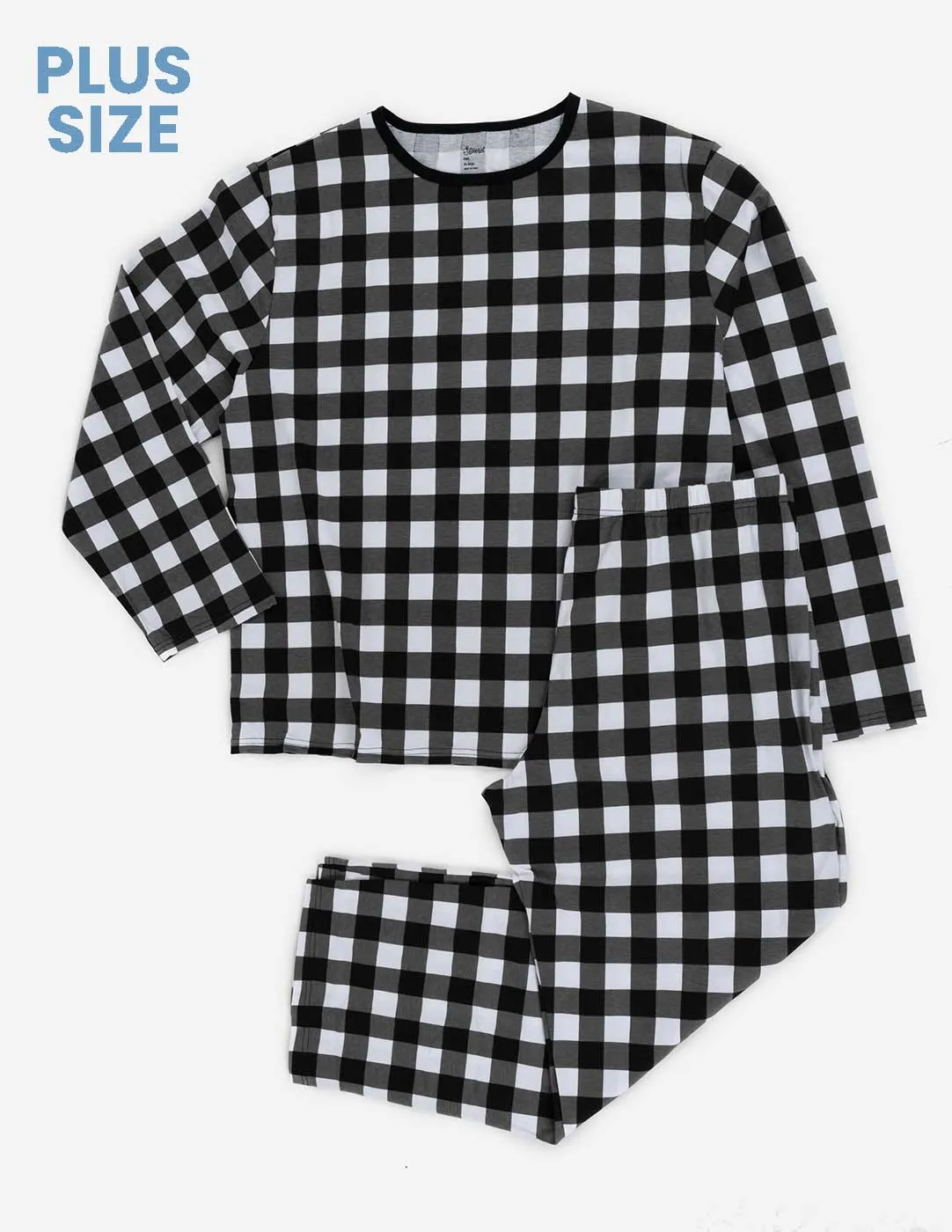 Mens Black & White Plaid Cotton Pajamas