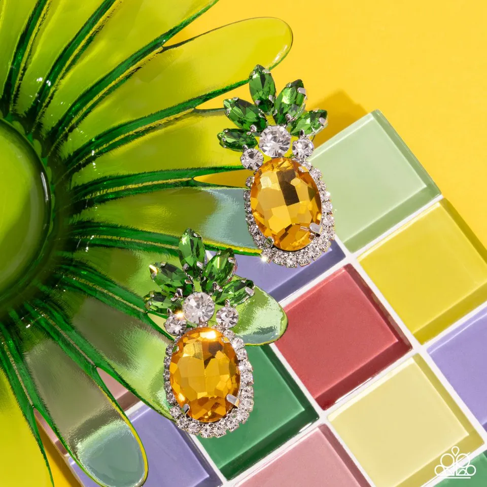Paparazzi Earring ~ Prismatic Pineapple - Yellow