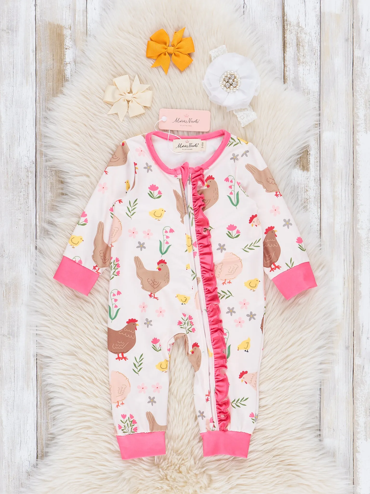 Pink Chickadee Ruffle Sleeper Pajamas