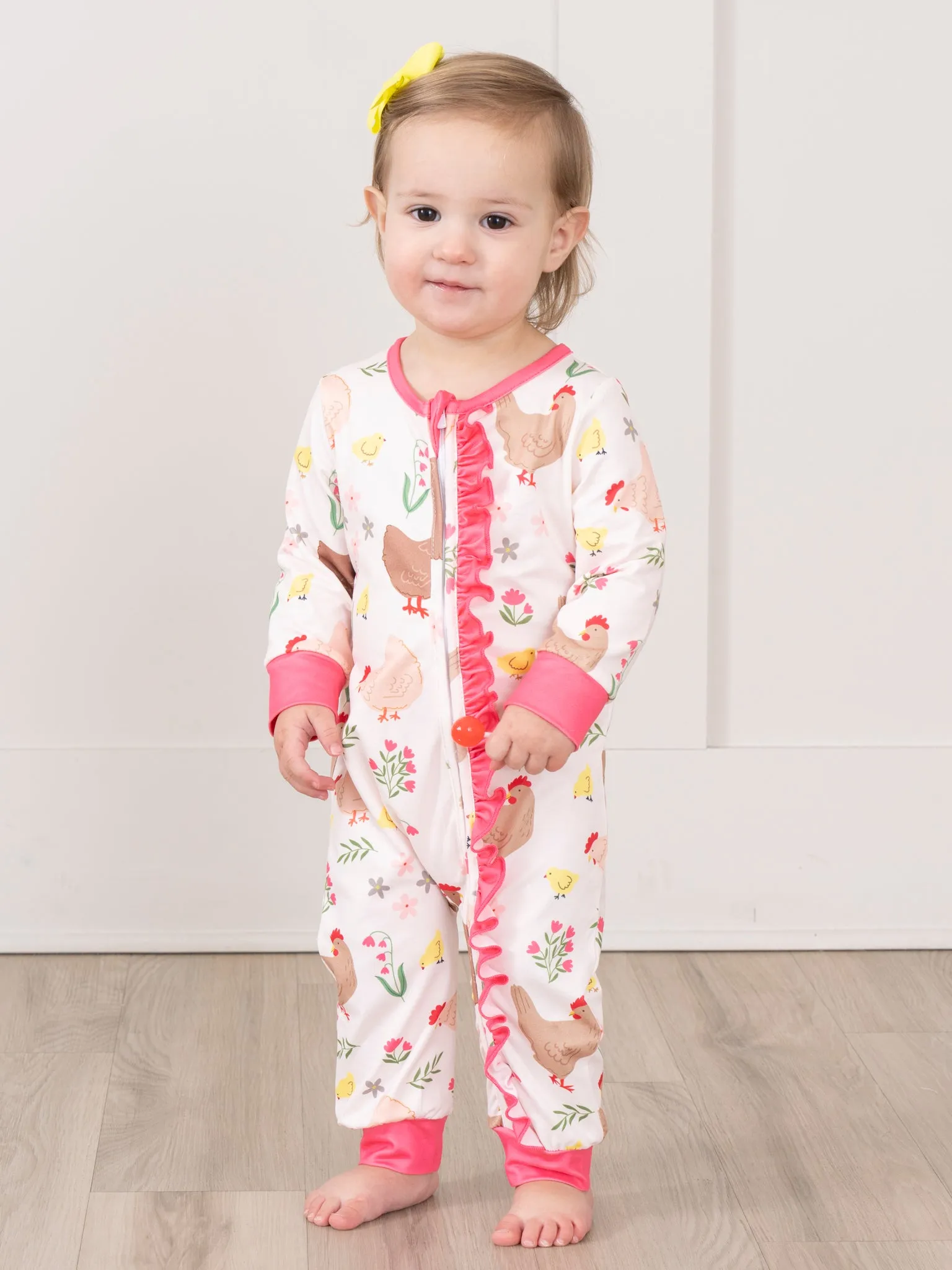 Pink Chickadee Ruffle Sleeper Pajamas