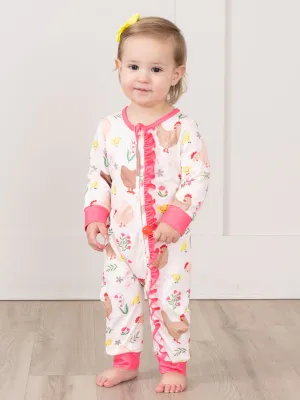 Pink Chickadee Ruffle Sleeper Pajamas