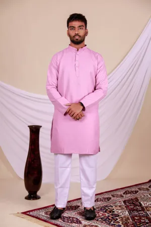 Pink Embossed Textured Plain Kurta (Only Kurta)