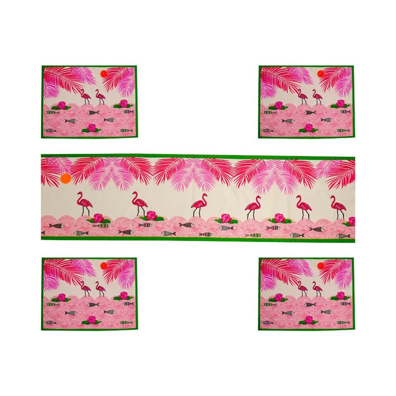 Pink Oasis Table Runner & Placemat - Five Piece Set