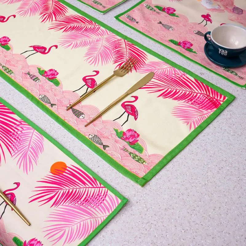 Pink Oasis Table Runner & Placemat - Five Piece Set