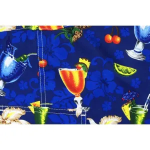 "Hurry Sundown" Cocktails Print Board Shorts - Regular Rise / 5" Inseam (Blue)