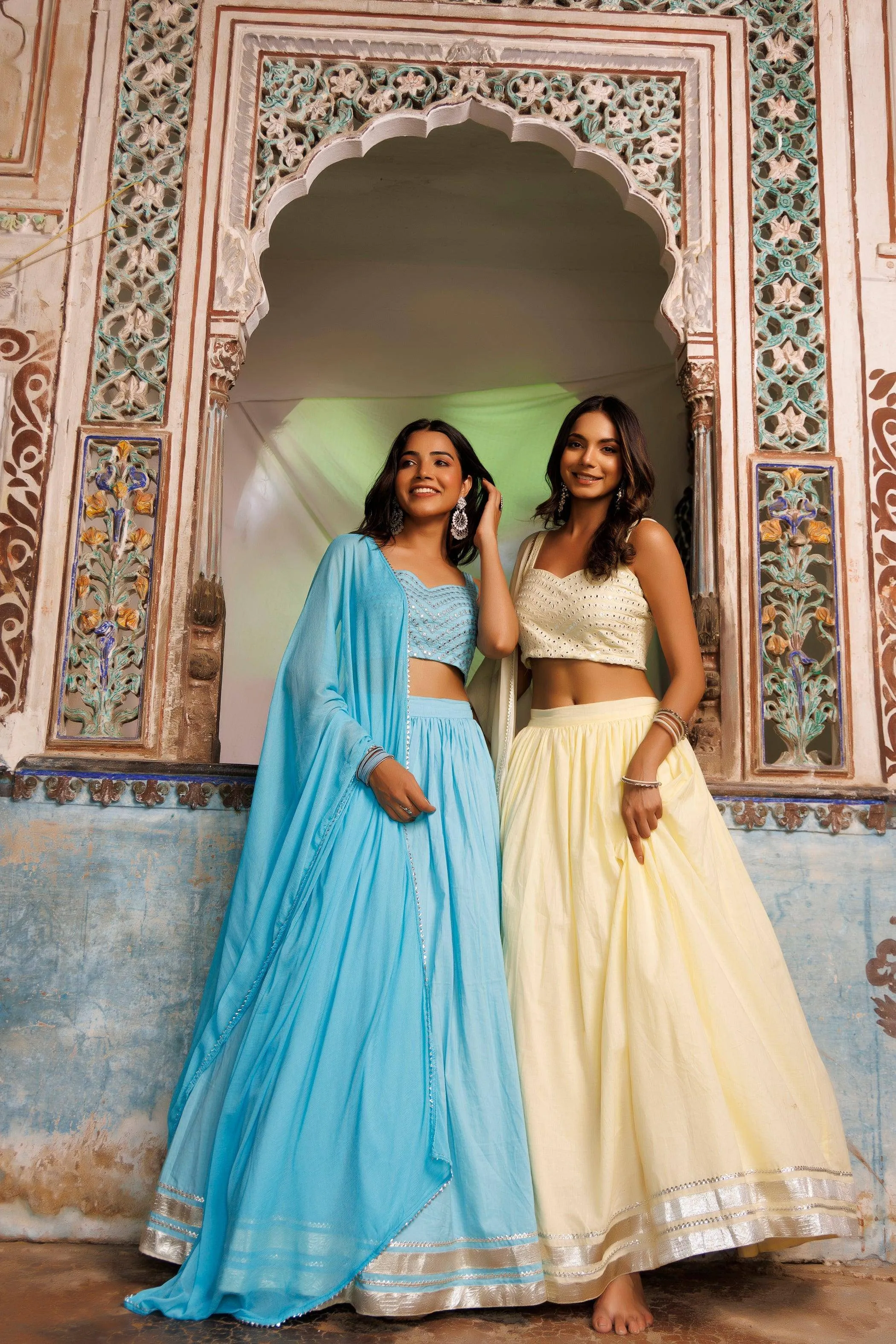 RAGAVI Turquoise Blue Embroidered Lehenga Set