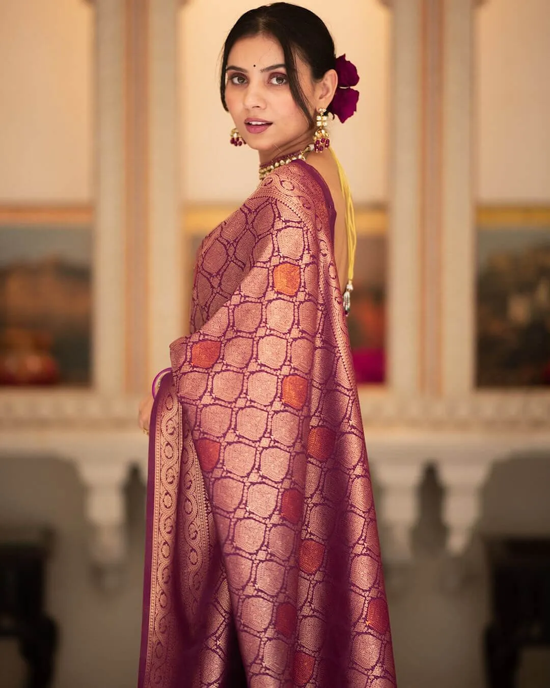 Redolent Purple Soft Silk Saree With Desultory Blouse Piece