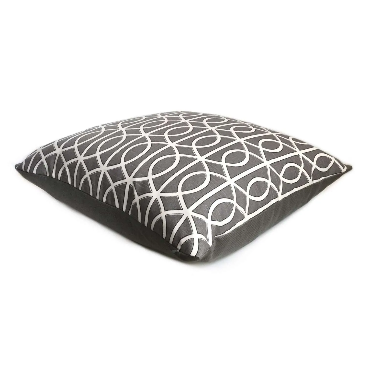 Robert Allen Bella Porte Charcoal Gray White Geometric Lattice Pillow Cover