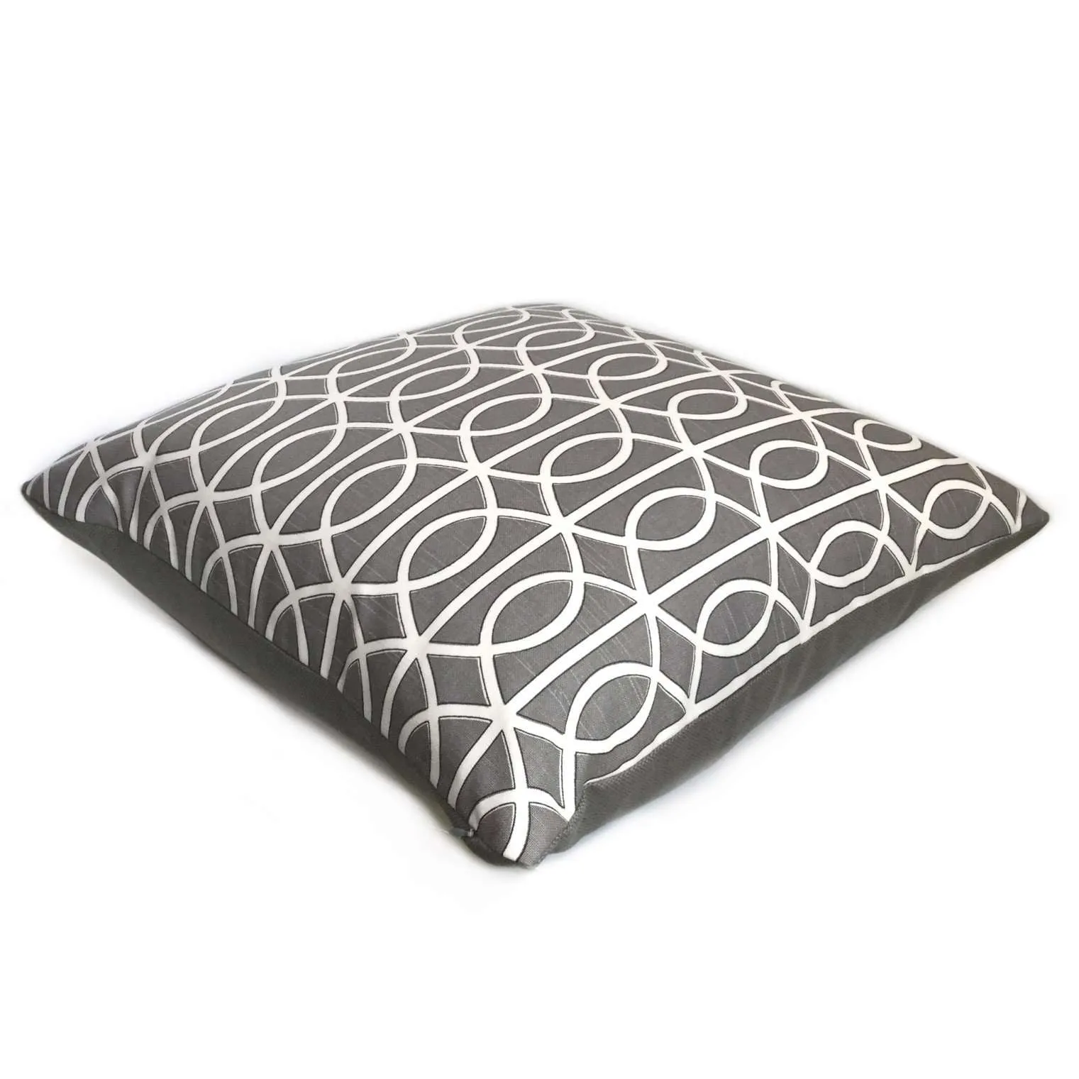 Robert Allen Bella Porte Charcoal Gray White Geometric Lattice Pillow Cover