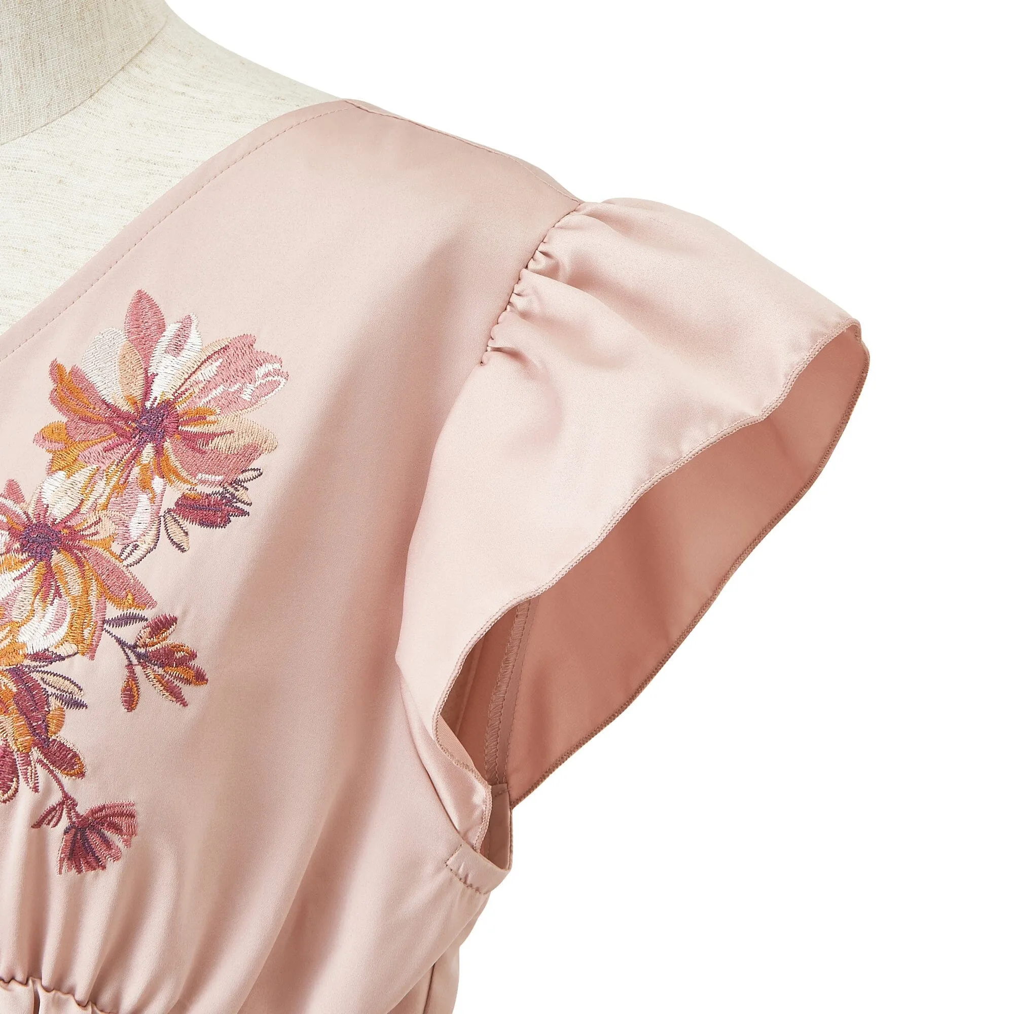 Season Embroidery One Piece  Pink