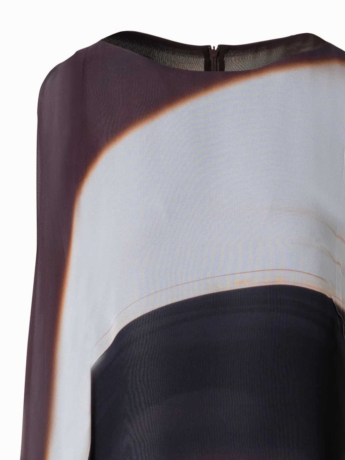 Sleeveless Caftan Dress in Silk Georgette with Mocca Loop Print