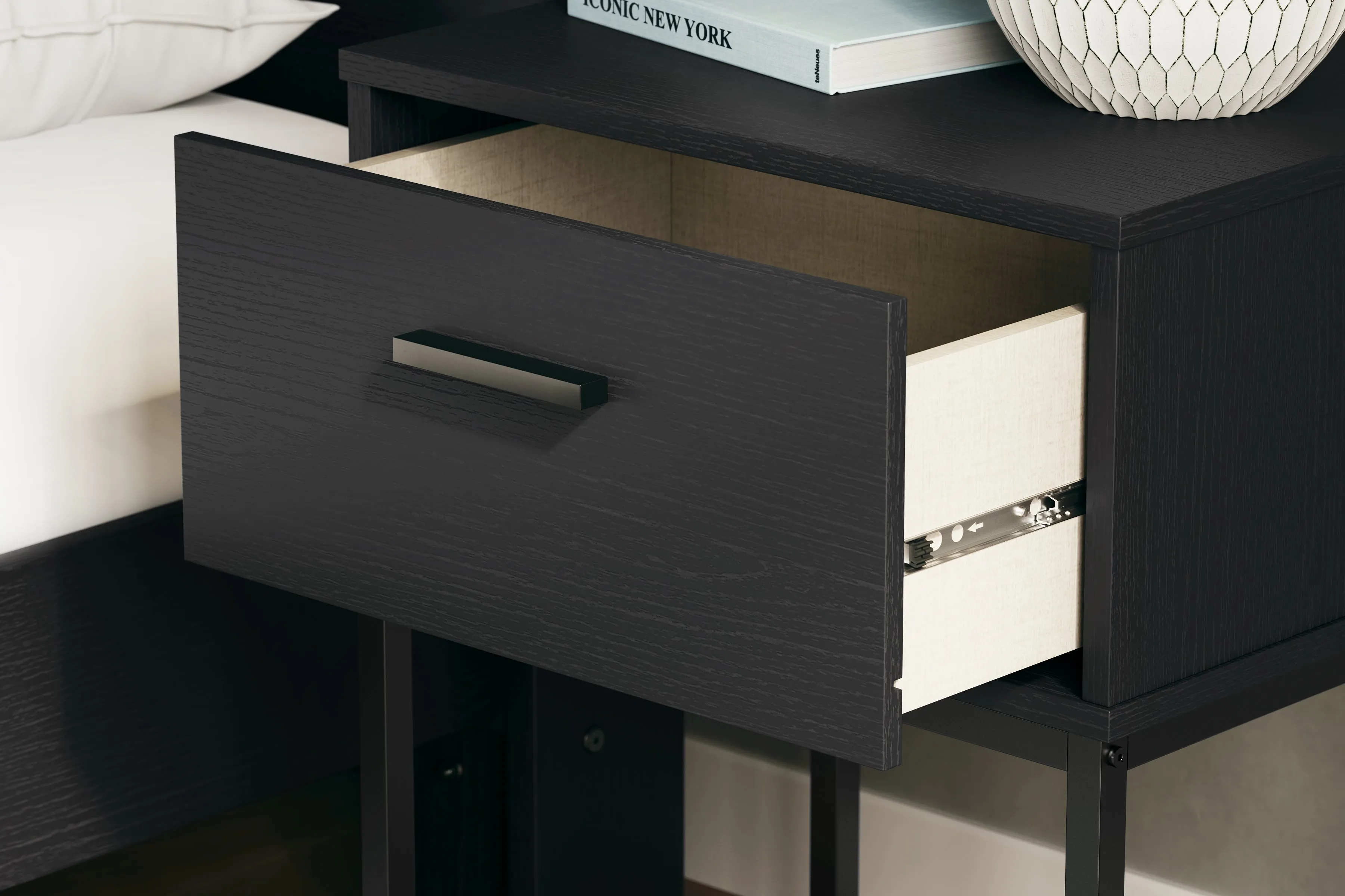 Socalle Full Platform Bed with Dresser and 2 Nightstands in Black