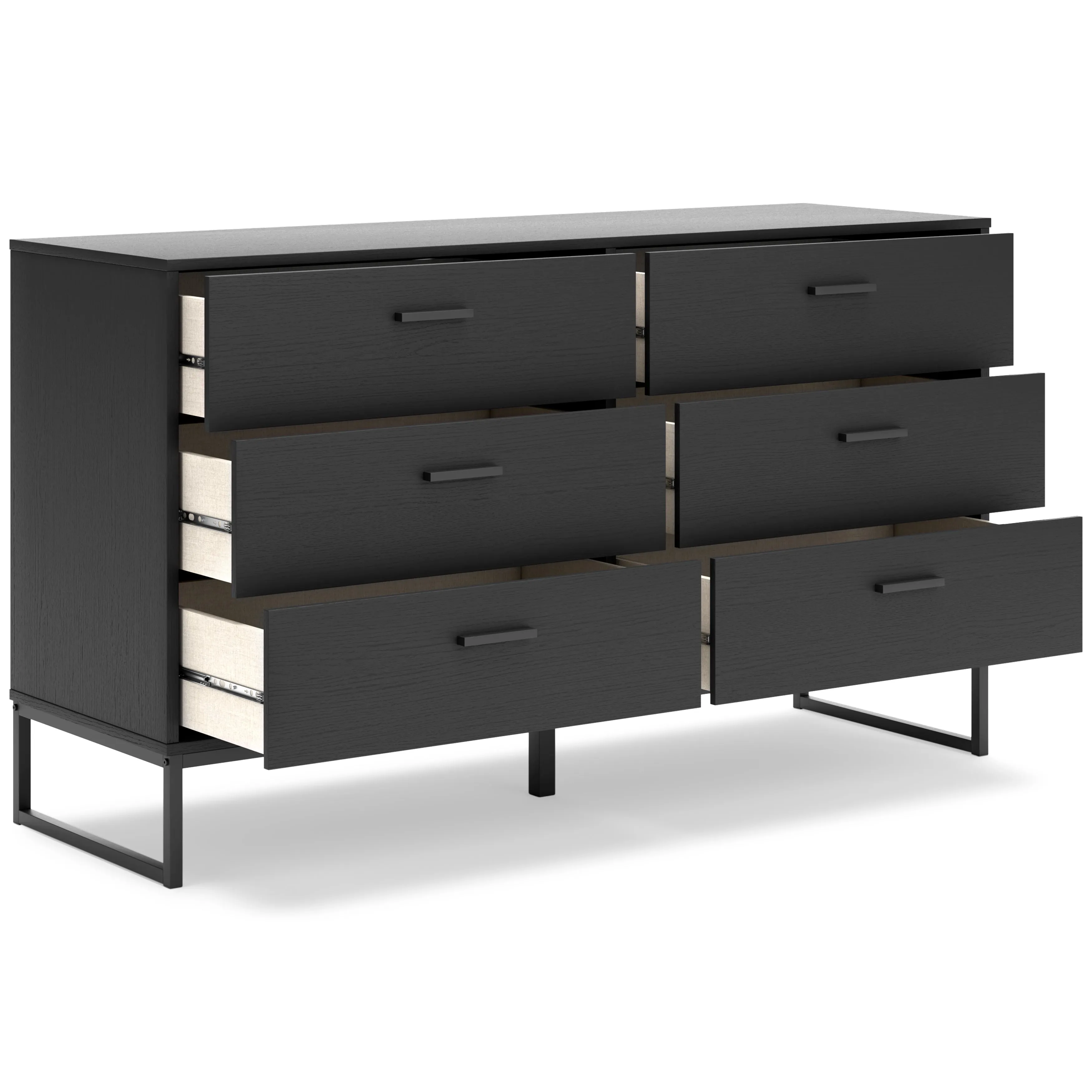 Socalle Full Platform Bed with Dresser and 2 Nightstands in Black