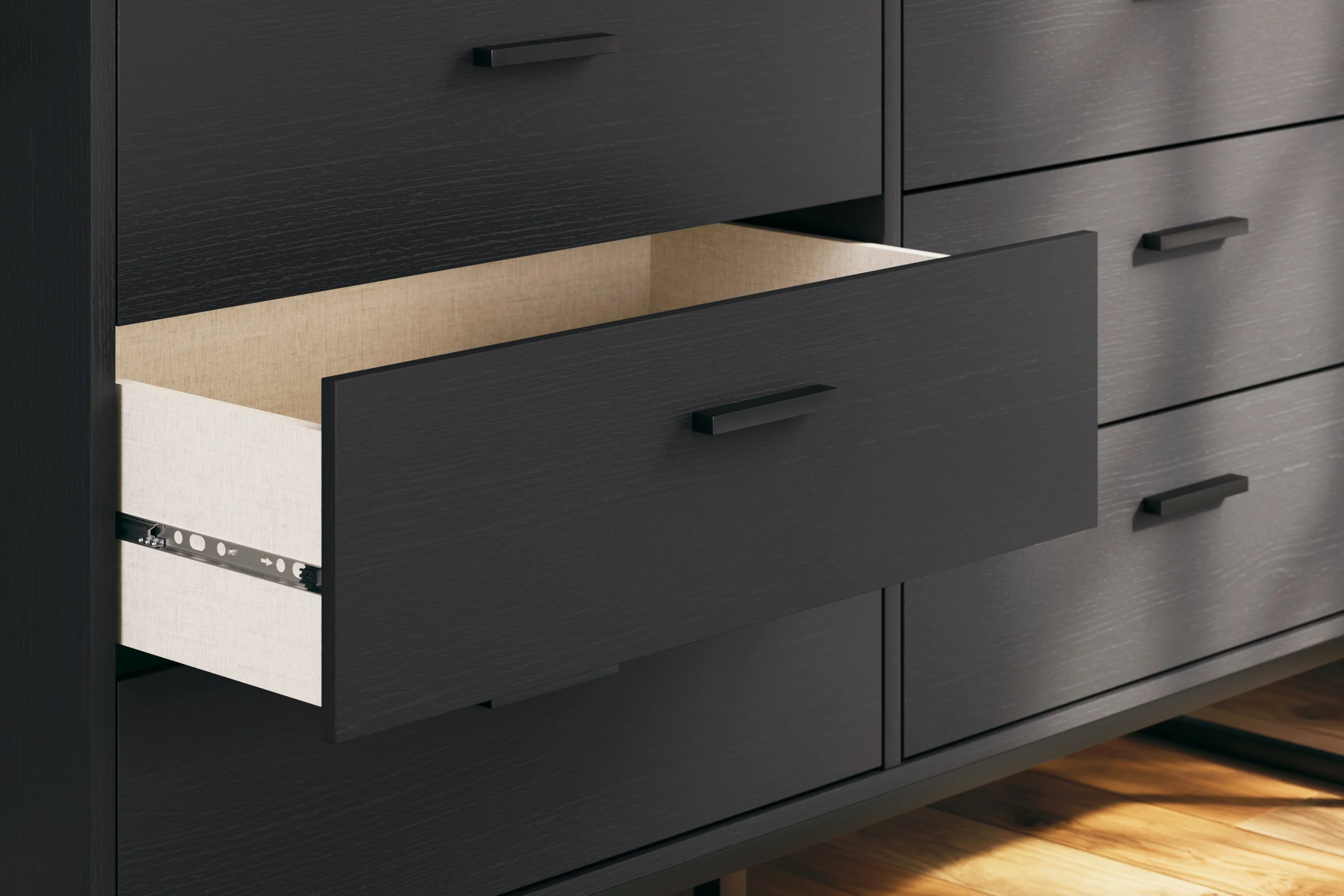 Socalle Full Platform Bed with Dresser and 2 Nightstands in Black