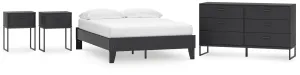 Socalle Full Platform Bed with Dresser and 2 Nightstands in Black