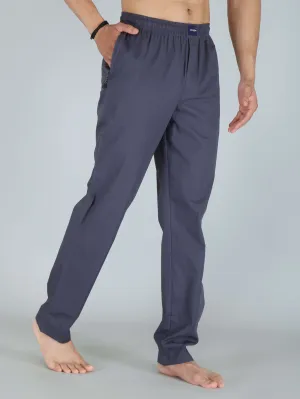 Solid Slate Gray Pure Cotton Pajamas For Men