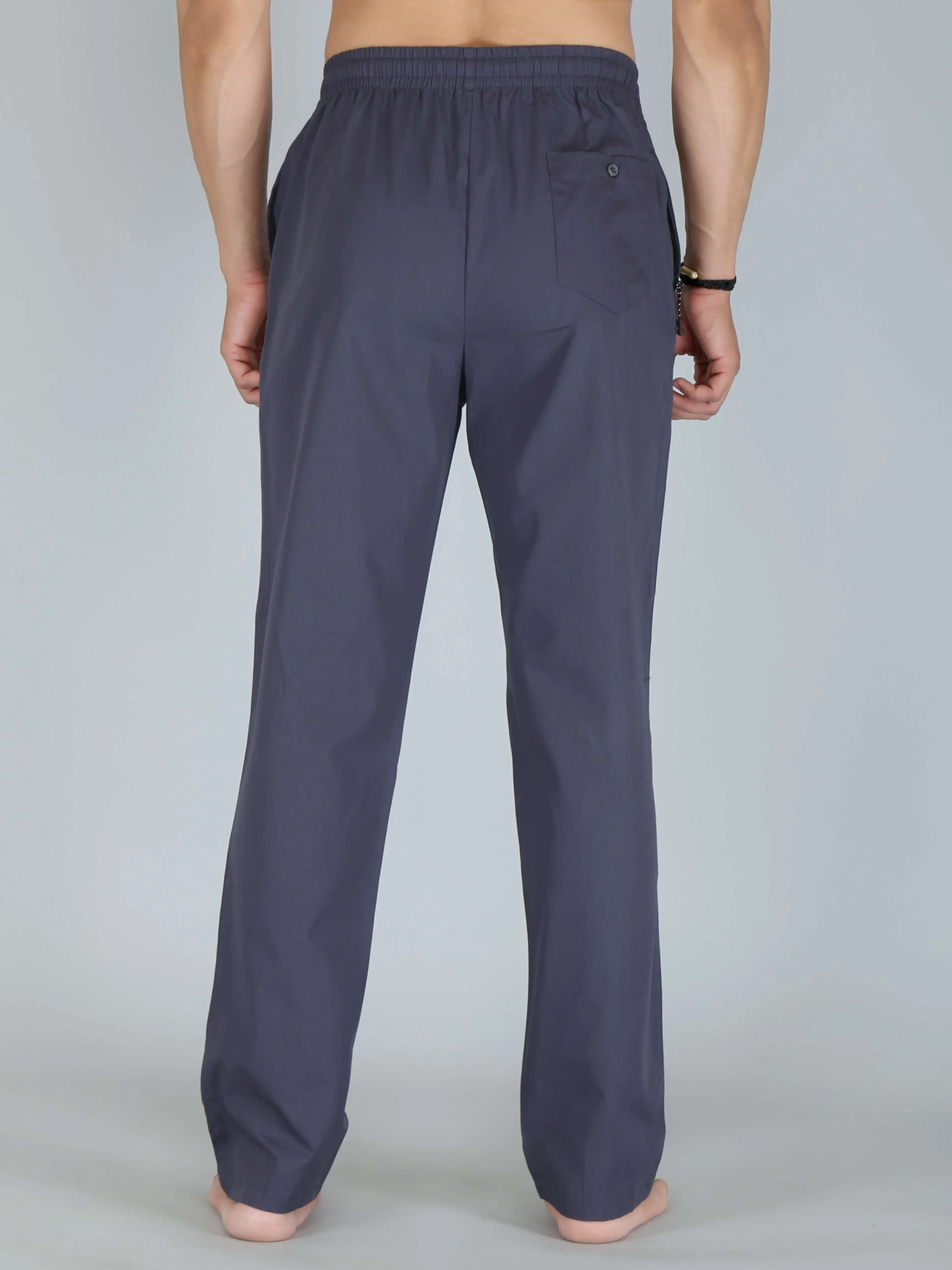Solid Slate Gray Pure Cotton Pajamas For Men