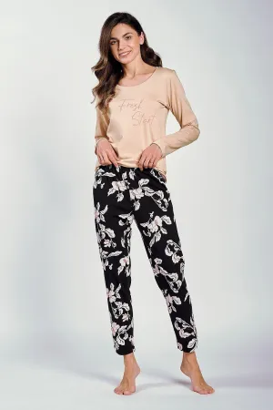 Taro long-sleeved blouse and long pants Women's pajamas