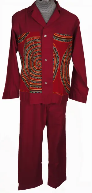 Vintage 60s Wild Design Tiki Print Mens Pajamas Size Medium by Weldon