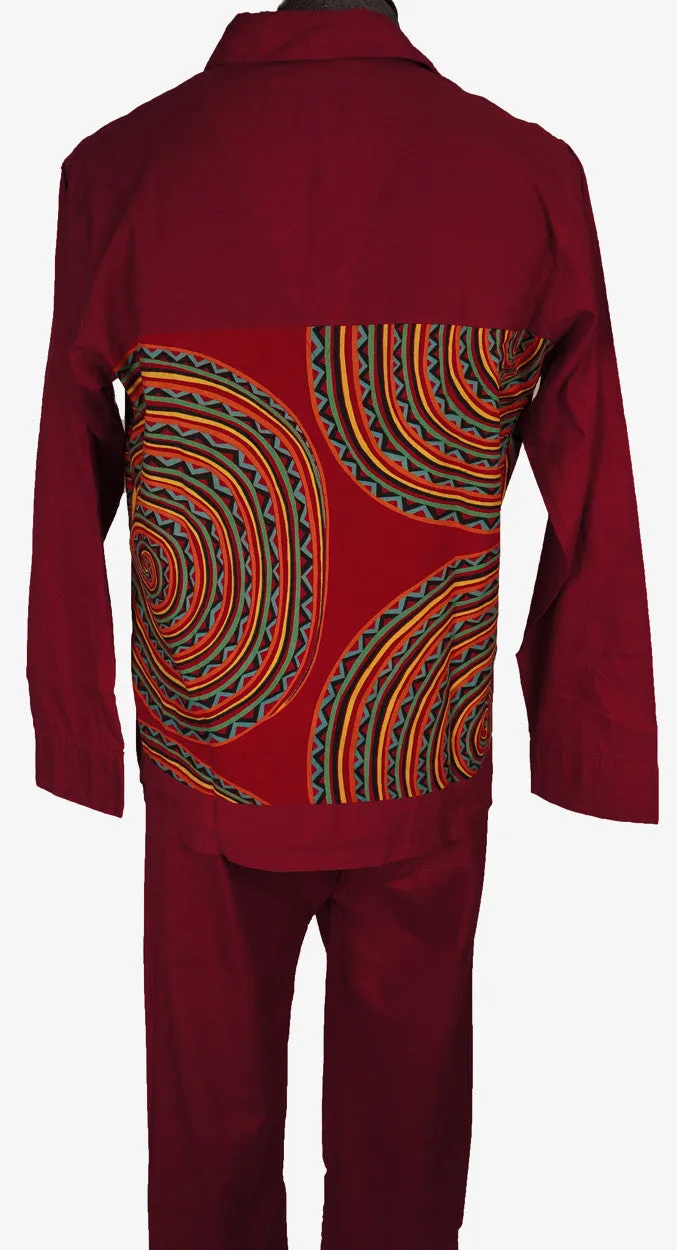 Vintage 60s Wild Design Tiki Print Mens Pajamas Size Medium by Weldon